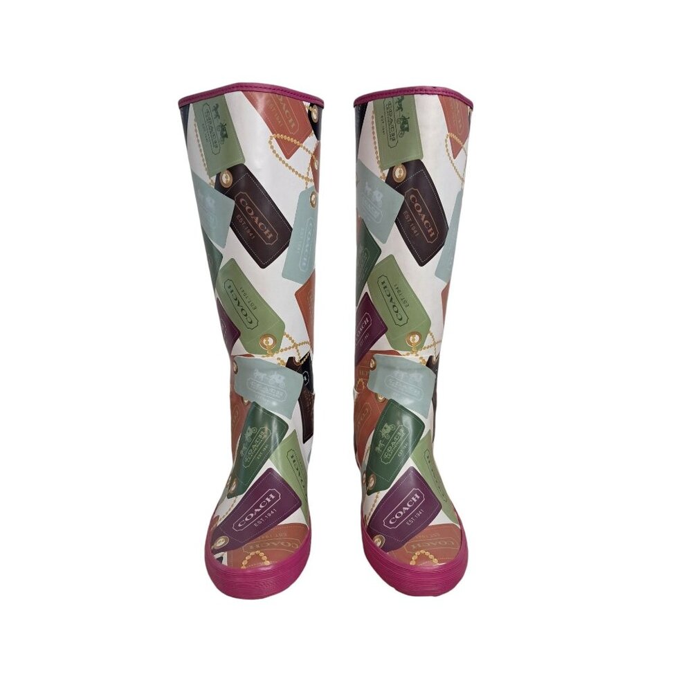 Coach Pammie Multicolor Decorative Hang Tag Rain Boots
